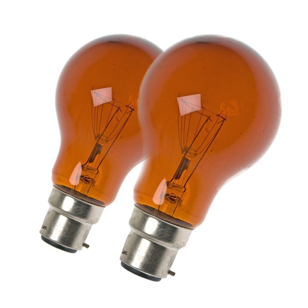 Haardvuurlamp amber 60W bajonetfitting B22d 2 pins (per 2 stuks)